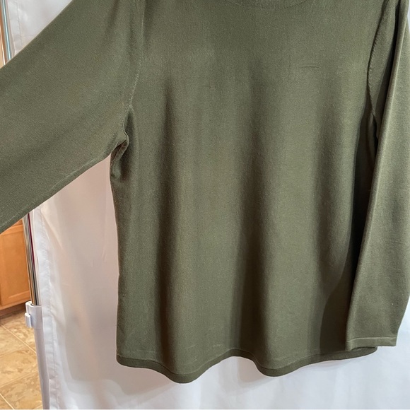 Women’s Chico's 3 Forest Green Knit Top Fall Business Casual Career Office - Picture 3 of 6
